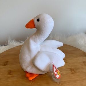 Ty (11) Gracie Beanie Baby White Plush with Orange Accents